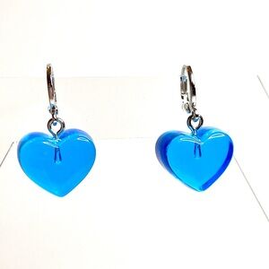 Blue Heart Drop Earrings